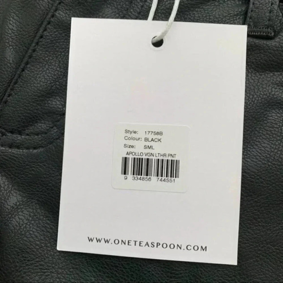 One Teaspoon Faux Leather Pants Leggings Black Skinny Straight Leg slit knee S - Picture 12 of 16